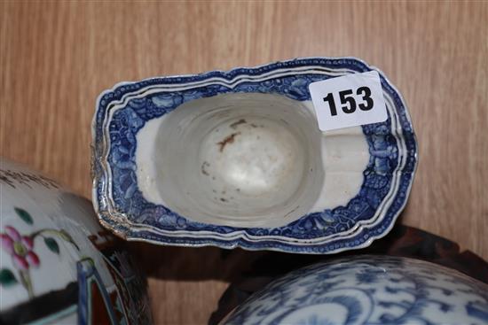 A Chinese porcelain vase, two ginger jars and a jug tallest 33cm